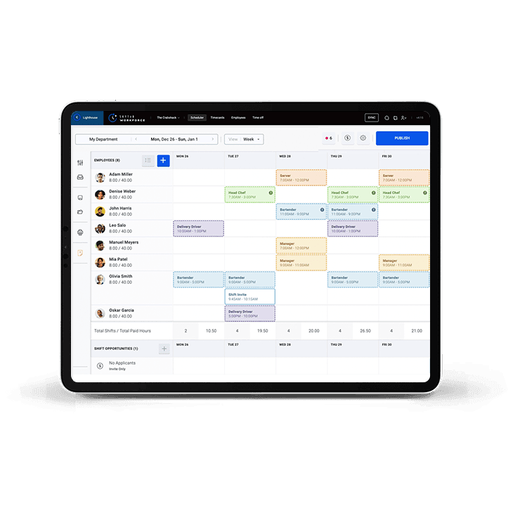 SkyTab Workforce Labor management calendar view